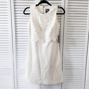 Vince Camuto White Floral Popover Dress